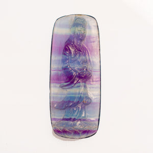 Fluorite with carved Buddha
