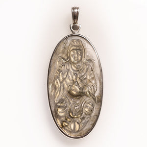 Labradorite with carved Buddha pendant (silver)