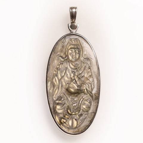 Labradorite with carved Buddha pendant (silver)