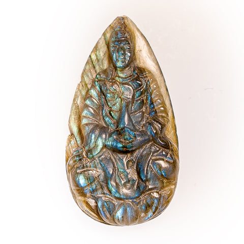 Labradorite with carved Buddha